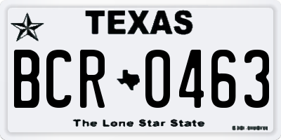TX license plate BCR0463