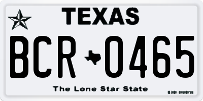 TX license plate BCR0465