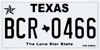 TX license plate BCR0466