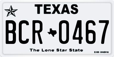 TX license plate BCR0467