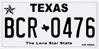 TX license plate BCR0476