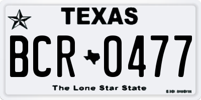 TX license plate BCR0477