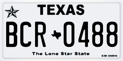 TX license plate BCR0488
