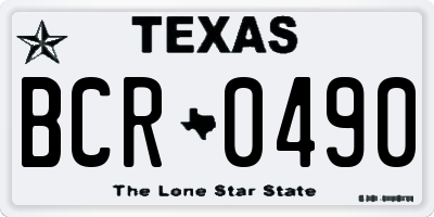 TX license plate BCR0490