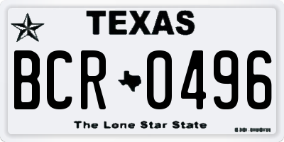 TX license plate BCR0496