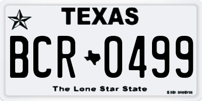 TX license plate BCR0499