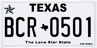 TX license plate BCR0501