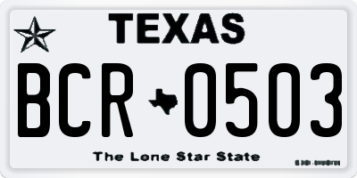 TX license plate BCR0503