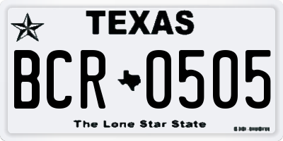 TX license plate BCR0505