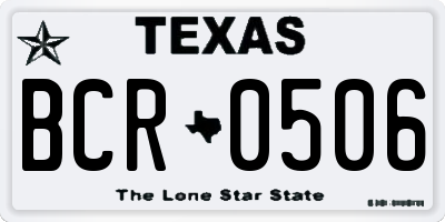 TX license plate BCR0506
