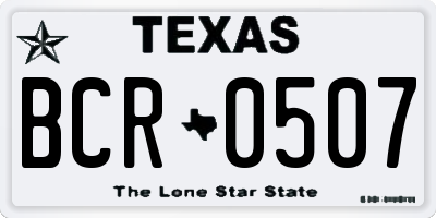 TX license plate BCR0507