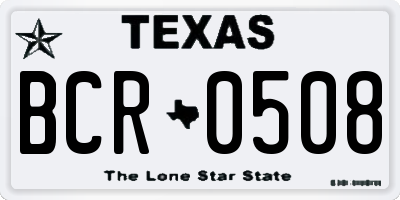 TX license plate BCR0508