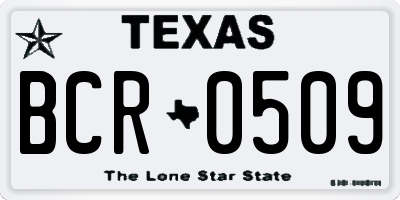 TX license plate BCR0509
