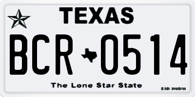 TX license plate BCR0514