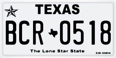 TX license plate BCR0518
