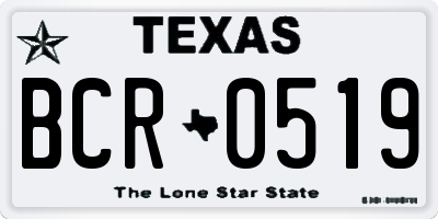 TX license plate BCR0519
