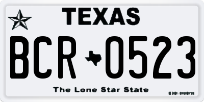 TX license plate BCR0523