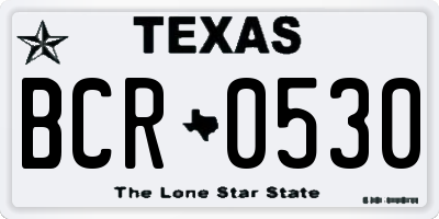 TX license plate BCR0530