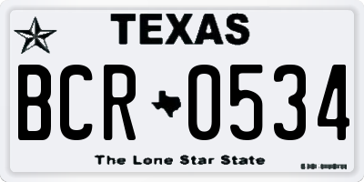 TX license plate BCR0534