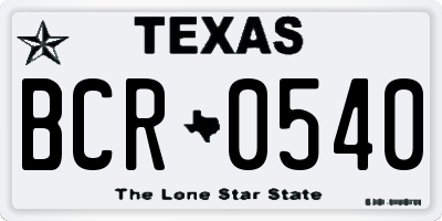 TX license plate BCR0540