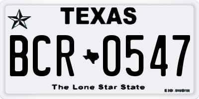TX license plate BCR0547