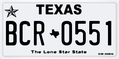 TX license plate BCR0551