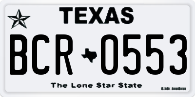 TX license plate BCR0553