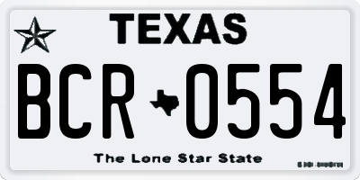 TX license plate BCR0554