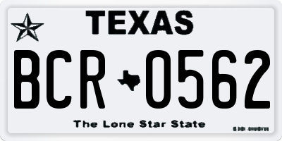 TX license plate BCR0562