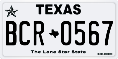 TX license plate BCR0567