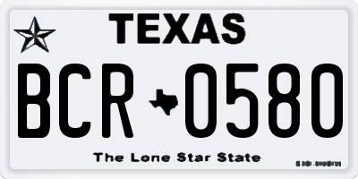 TX license plate BCR0580