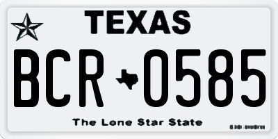 TX license plate BCR0585