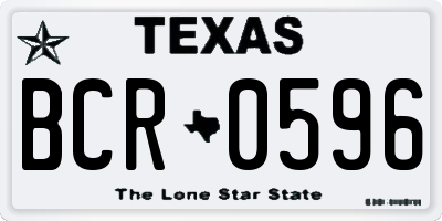 TX license plate BCR0596