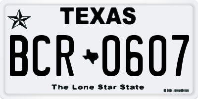 TX license plate BCR0607