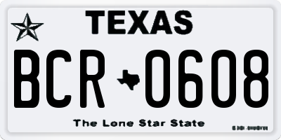 TX license plate BCR0608