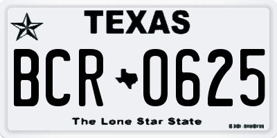 TX license plate BCR0625