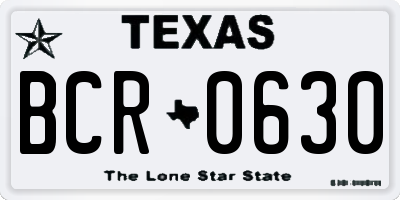 TX license plate BCR0630