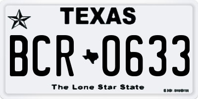 TX license plate BCR0633