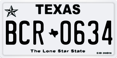TX license plate BCR0634