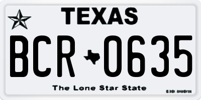 TX license plate BCR0635
