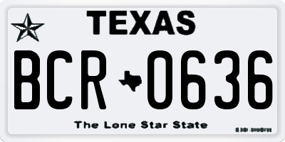 TX license plate BCR0636