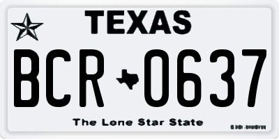TX license plate BCR0637