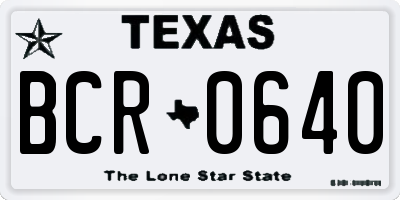 TX license plate BCR0640
