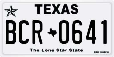 TX license plate BCR0641