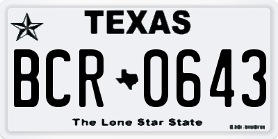 TX license plate BCR0643