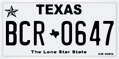 TX license plate BCR0647