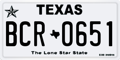 TX license plate BCR0651