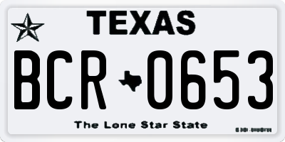 TX license plate BCR0653