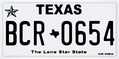 TX license plate BCR0654