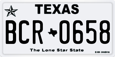 TX license plate BCR0658